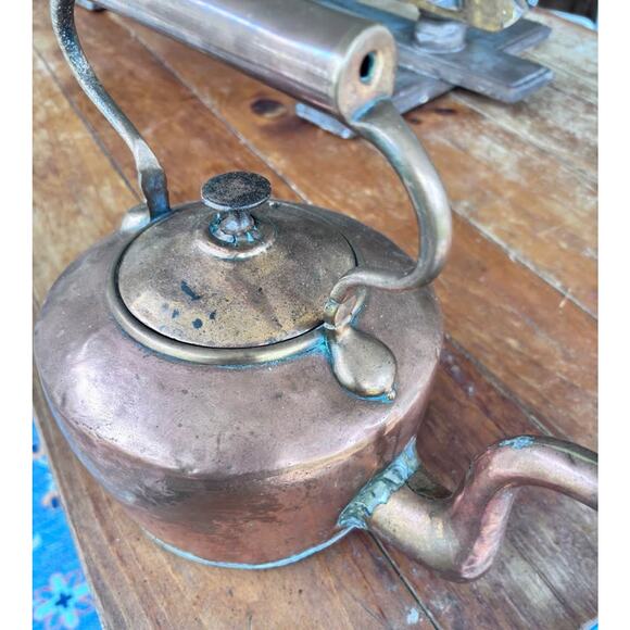 Antique  Copper Gooseneck Tea Kettle Pot - Picture 8 of 10